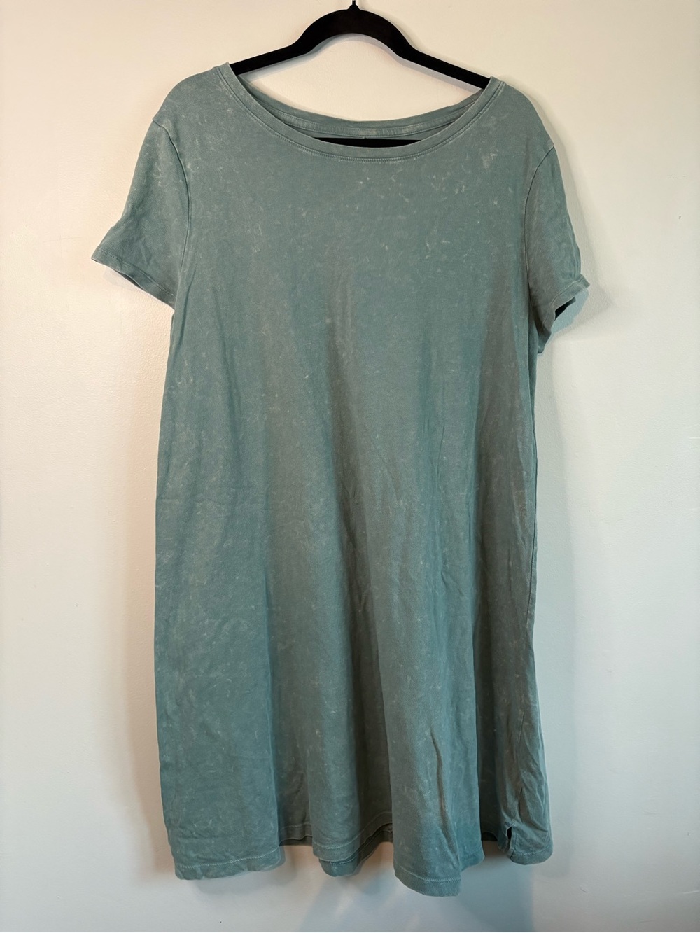 Time and Tru Washed Light Teal Short Sleeve Swing Dress